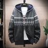 Moda masculina jaqueta outono e inverno casual suéter jaquetas suéter de malha quente com capuz casacos