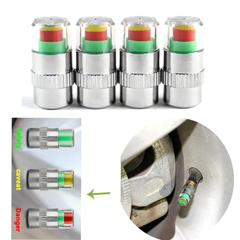 Tire Pressure Monitor Pressure Gauge Cap Sensor Indicator Alert Monitoring Valve Stem Cap Tools Kit 2.0/2.2/2.4 Bar 30/32/36 PSI