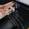 Trend Korean Crystal Dangle Earrings for Women Long Chain Tassel Fashion Earrings Party Jewelry Gift