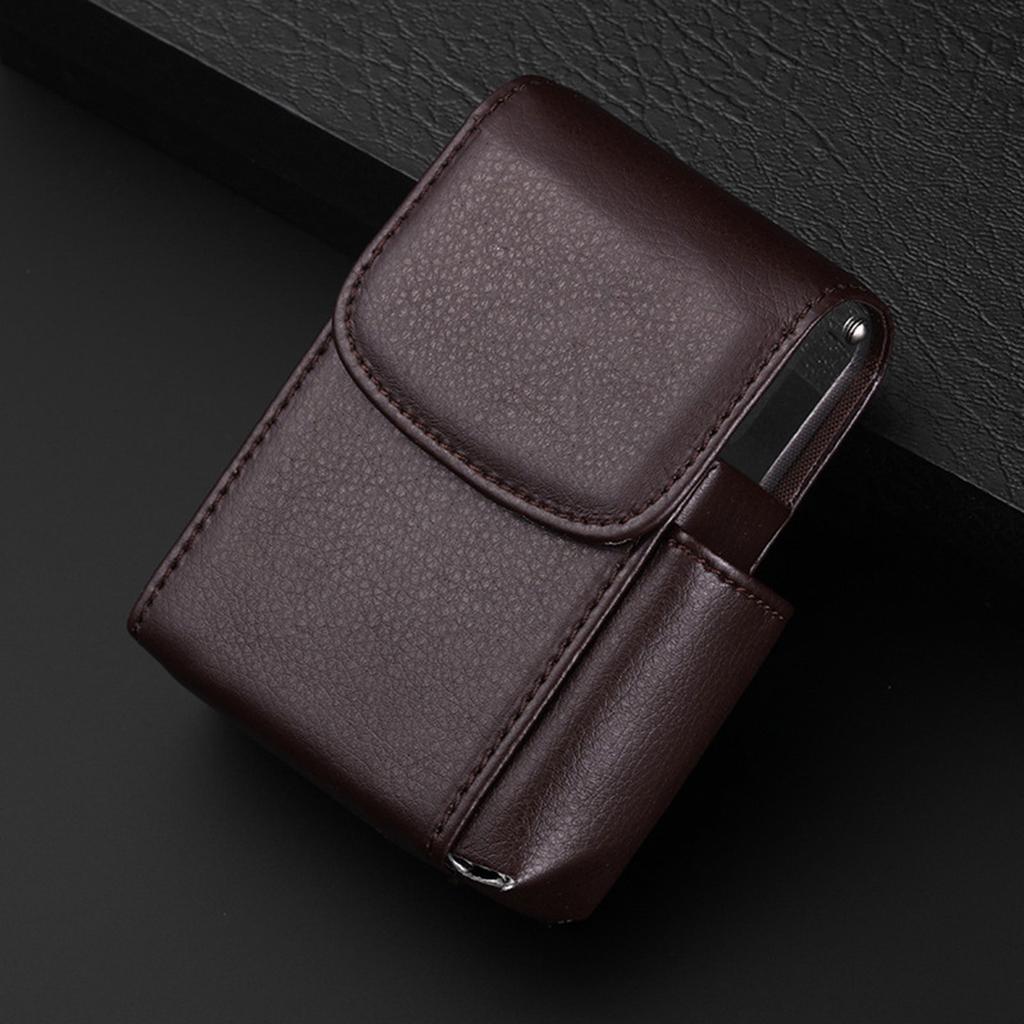 Stylish Unisex Cigarettes Case with Integrated Lighter Holder PU Leather Lighter Organizer Cigarettes Storage Container