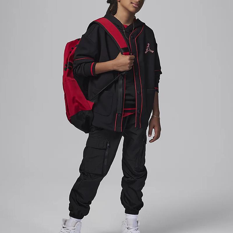 Jordan Color Block Letter Embroidered Hooded Jacket And Sweatshirt 3 In 1 Casual Sports Set Kids sets Black HJ8347-010