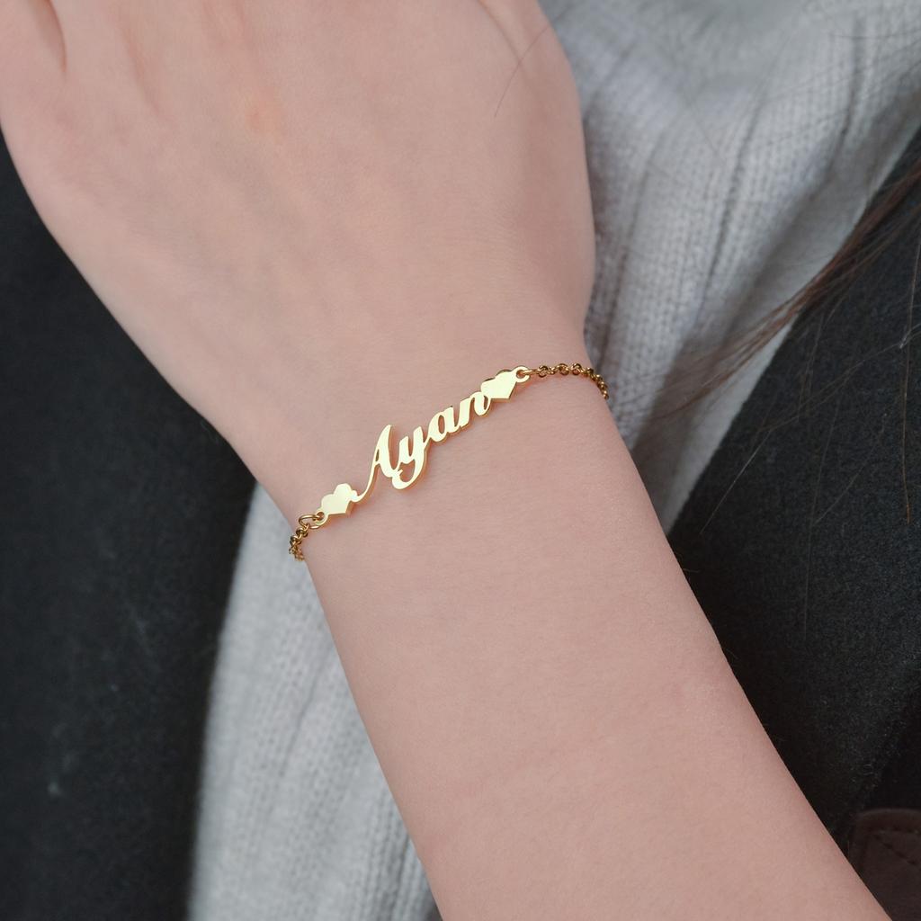 Atoztide Personalized Custom Bracelet and Necklace Jewelry Set Crown Heart Pendant Stainless Steel For Men Bangle Birthday Gift