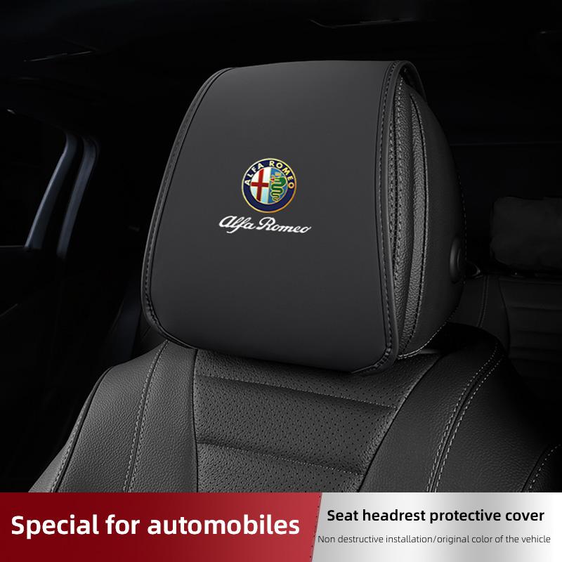 Leather Car Pillowcase Car Supplies Headrest Cover For Alfa Romeo 4C 159 Spider Giulia Giulietta 156 Anti Fouling Decoration Mat