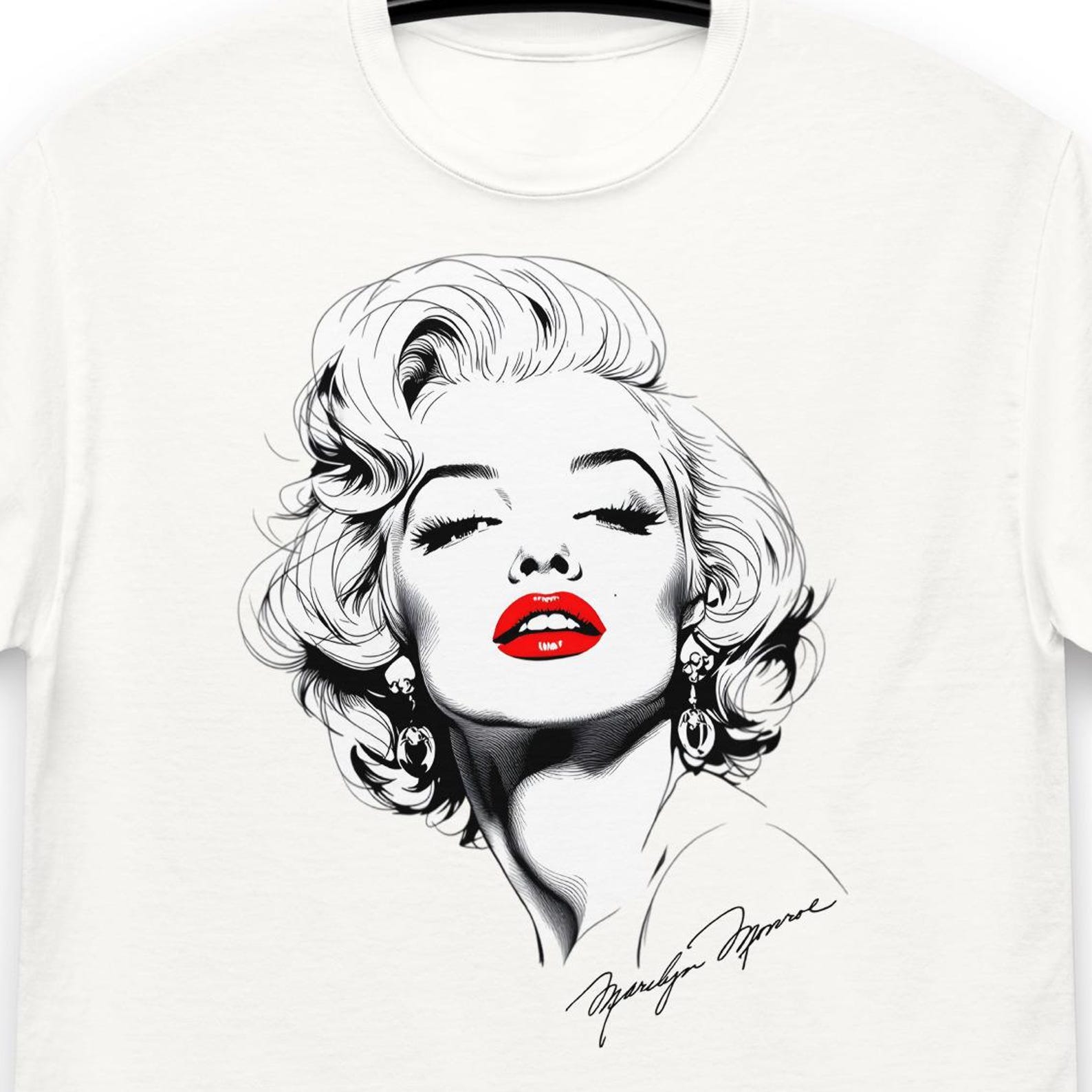 Marilyn Monroe Graphic T-Shirt: Iconic Red Lips Art M