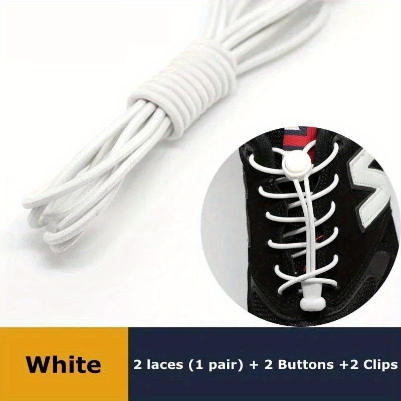 

1 пара эластичных шнурков без завязок для кроссовок, растягивающиеся круглые теннисные шнурки без завязок для взрослых и детей, резинки для обуви белый