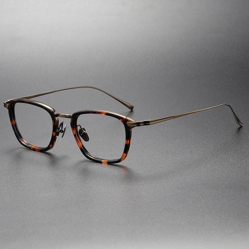 

Top Quality Handmade Acetate Titanium Prescription Glasses Frames Men Women Luxury Brand Design Square Eyeglass Frame Eyewear 0