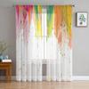 Colorful Paint Flowing Sheer Curtains For Girls Kids Bedroom Kitchen Window Drapes Home Decor