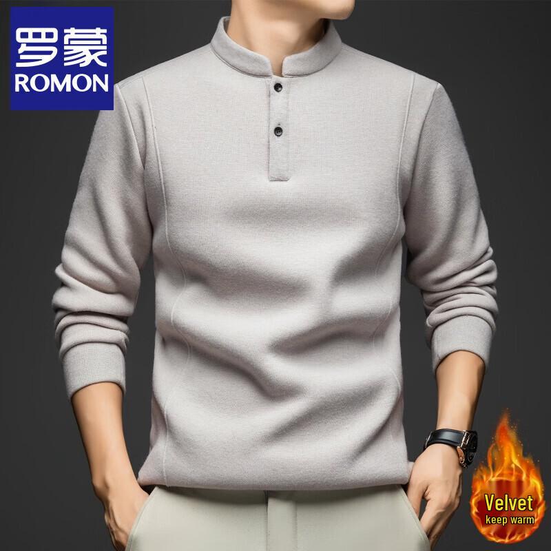 

Romon Men s Henry Collar Fleece-Lined Thermal T-Shirt XL