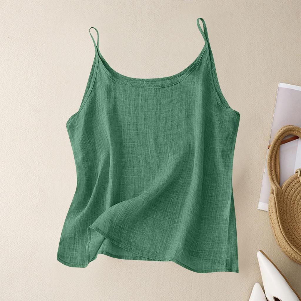 Dámské Letní Vintage Bavlněné Lenové Malé Camisole Spodní Tílko Volné Vnitřní Topy