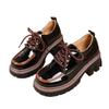 Large size color matching small leather shoes college style thick sole heightening lace-up