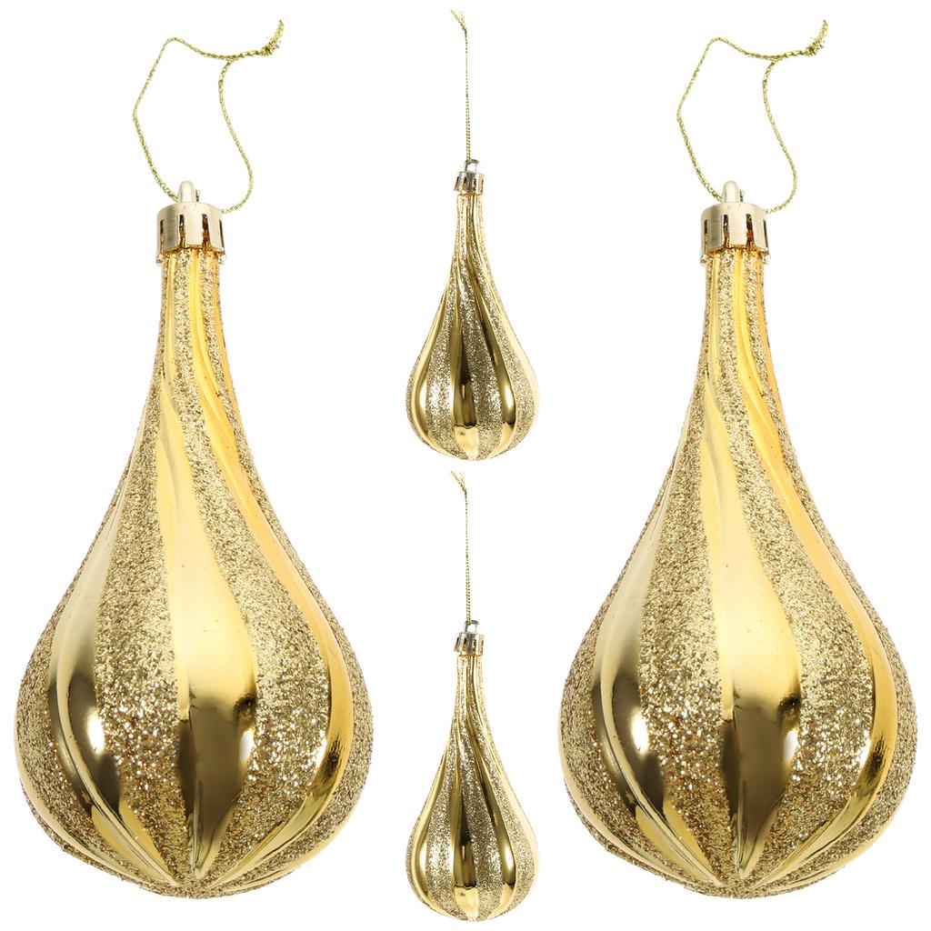 4Pcs Gold Plastic Christmas Tree Hanging naments Xmas Tree Balls Festive Party Holiday Decorations Cartoon Shaped Pendant