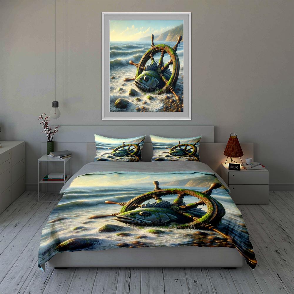 Oceanic ship wheel. Bedding Duvet cover sets Duvet covers Pillowcases gifts (1 * Duvet Cover 2 * Pillowcases, without duvet insert)