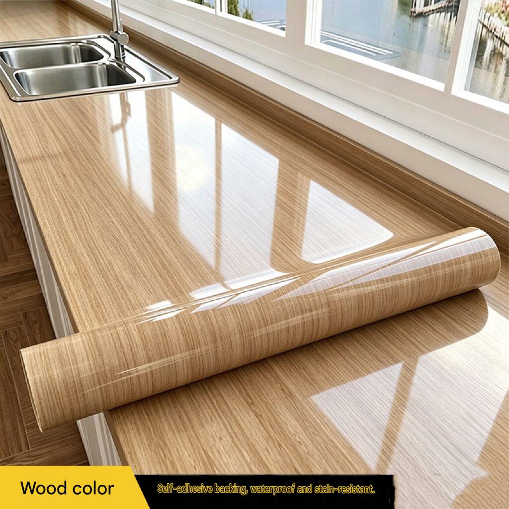 Wood-grain wardrobe sticker: waterproof and moisture-proof, thickened film/liner for cabinet renovation and furniture refurbishment