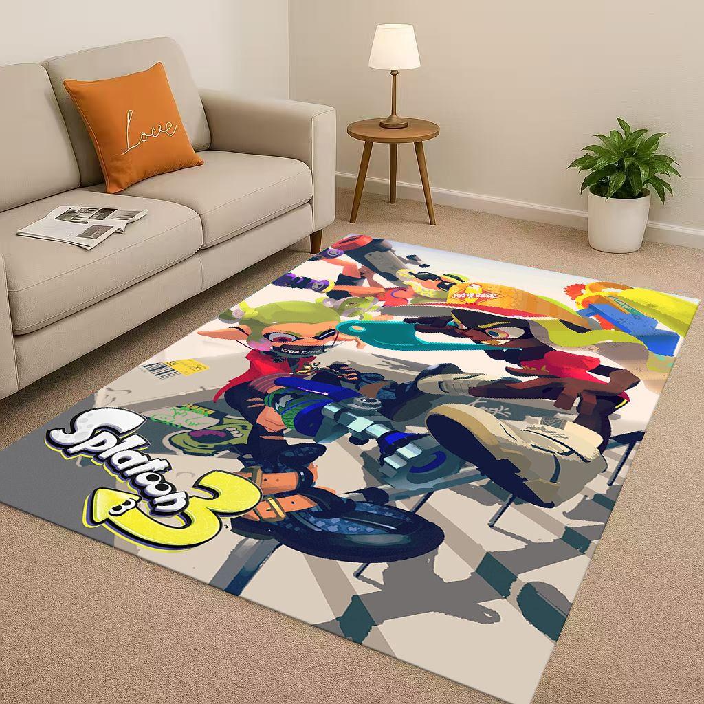 

3D Splatoon Game Cartoon Living Room Non Slip Area Rug Soft Carpet for Bedroom Playroom Sofa,Easy Clean Home Decor Doormat 40cm x 60cm