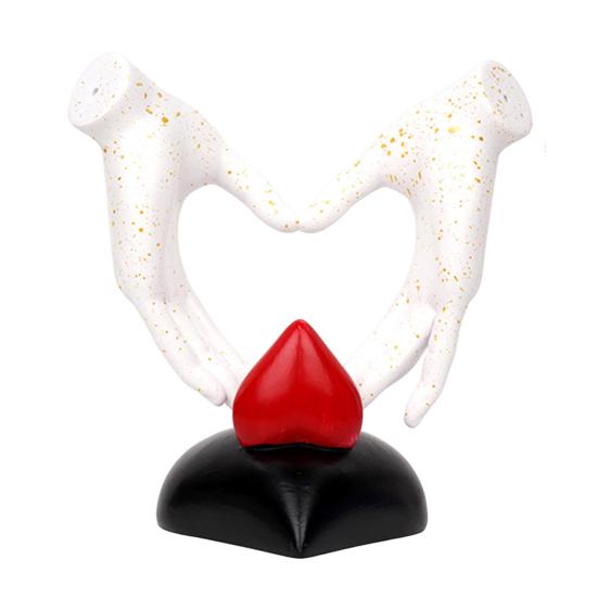 Estatueta de gesto de amor em resina, coração de amor, mãos, escultura, gesto de coração, peça de arte, ornamento de mesa para casa, sala de estar, quarto