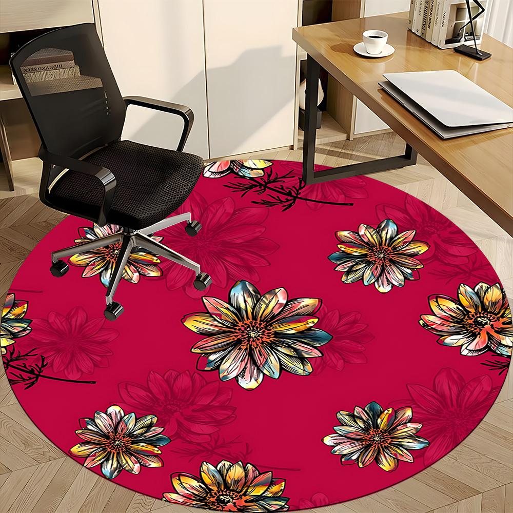 1PC Floral Pattern Chair Carpet for Office, Indoor Non-Slip Washable Carpet, Soft Comfortable Mat For Office Room Yy250930273