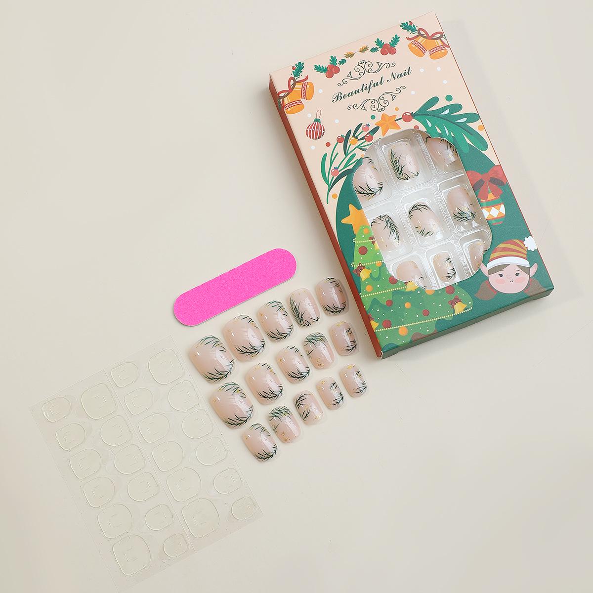 

Прямоугольные рождественские типы для наращивания ногтей с тиснением в виде кленового листа