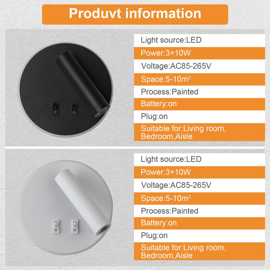 3W 10W LED Spotlight Wall Lamp 330 Degree Rotation Adjustable Indoor Backlight Sconce Lamp With Switch Home Bedroom Lighting