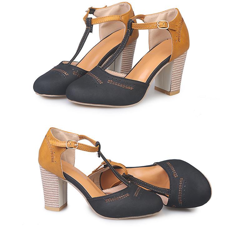 Spring/Summer 43 Large Size Women's Round Toe Thick Heel Sandals