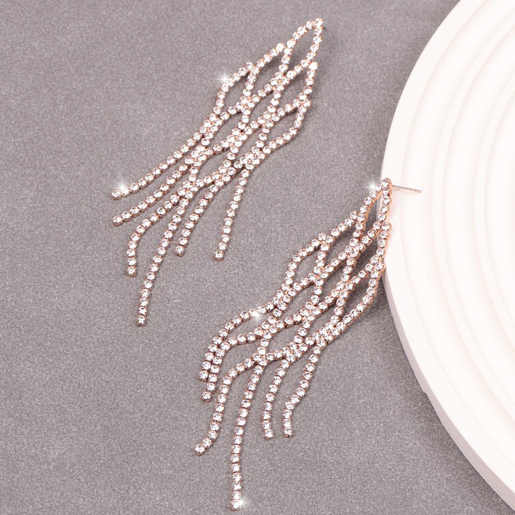 New Fashionable Pair of Exaggerated Large Earrings, Women's Long Style, Round Face with Diamond for Slimming, Fashionable Personality Trend
