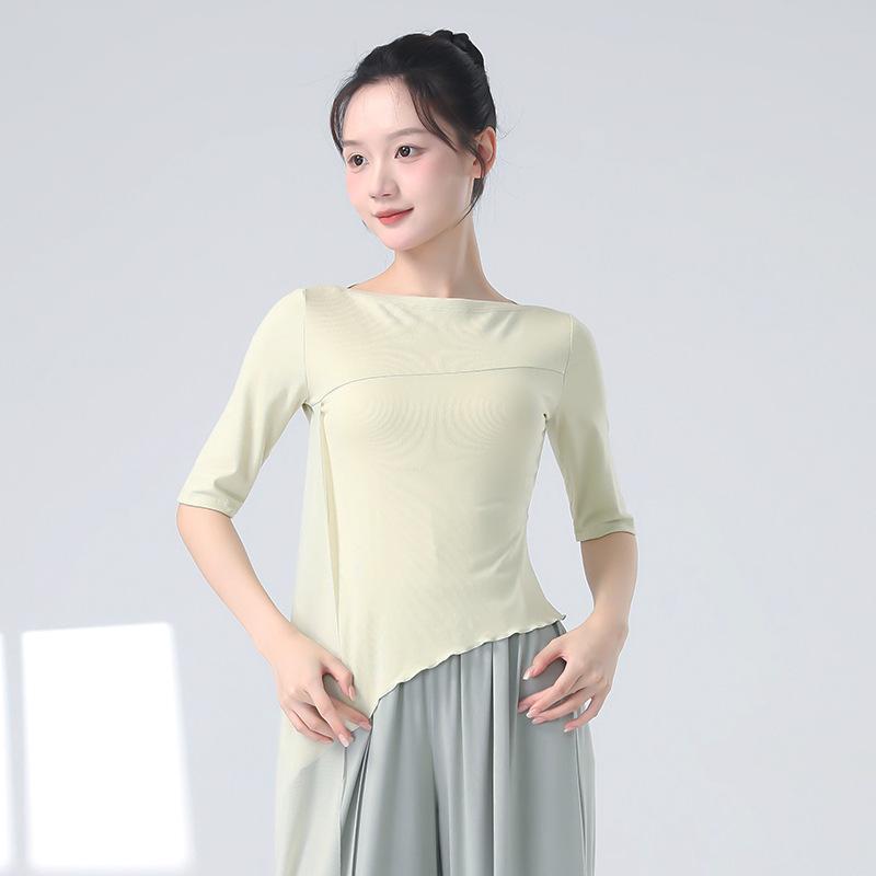 Klassische Tanzübungsbekleidung Fingerlinge Seitenschlitz Tüll-Design Chinesischer Stil Freizeitkleidung Schickes Bühnenauftrittskostüm