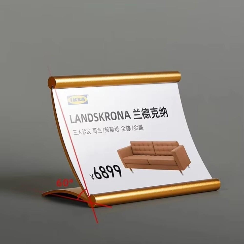 Pull-out Table Sign Holder Aluminum Alloy Table Number Bracket Desktop Price Tag Stand Retail Shop