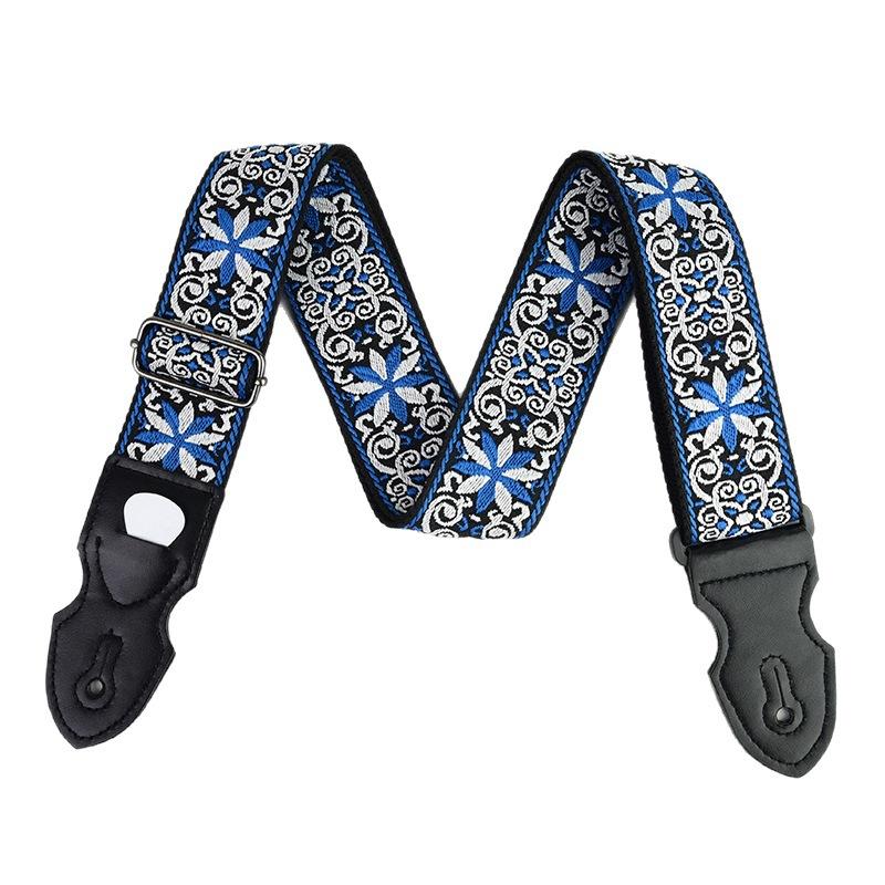 Adjustable Guitar Strap Embroidered Print Ethnic Style Guitar Strap For Folk Electric Guitar Bass Ukulele Guitar Accessories