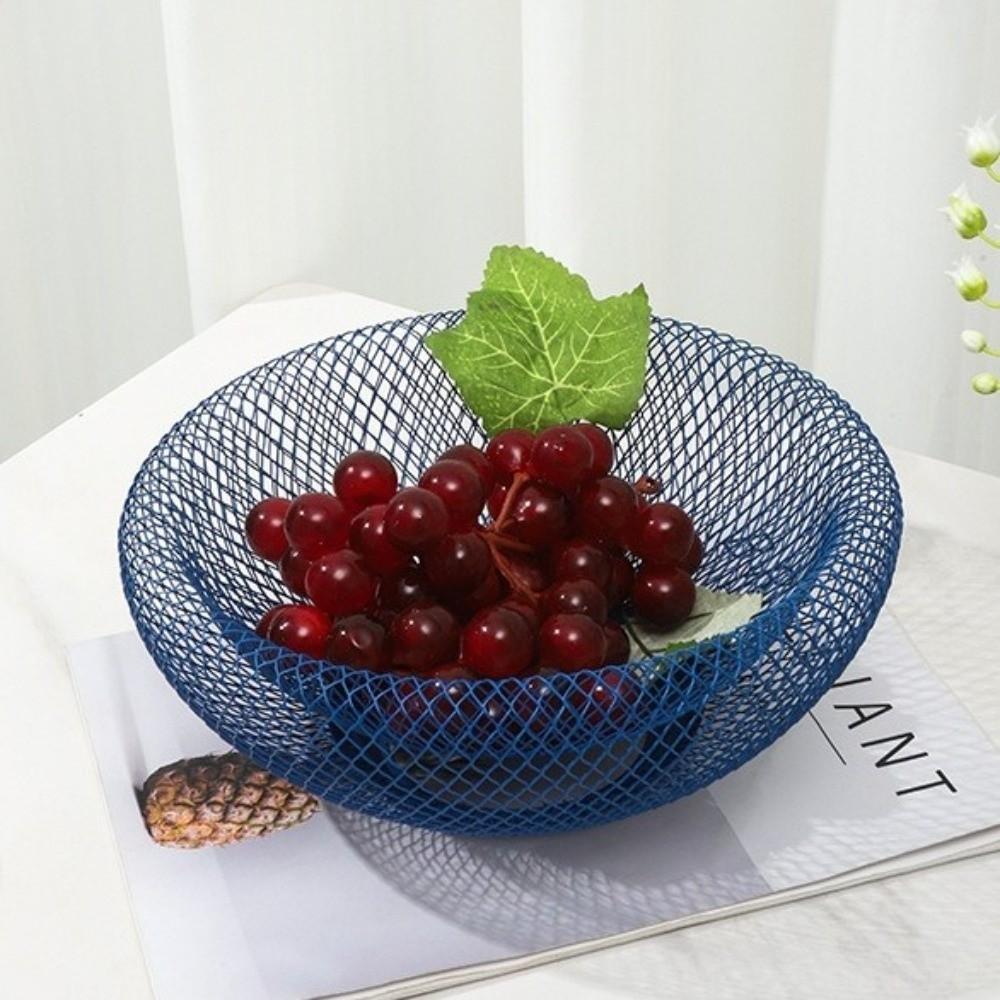 Iron Double-layer Fruit Basket Nordic Style Metal Fruit Tray Mesh Storage Tray  Dining Table
