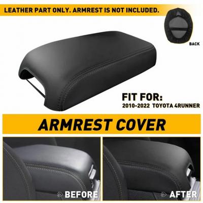 Fit Toyota 4Runner 2010- Car Console Lid Cover Armrest Center Black Leather