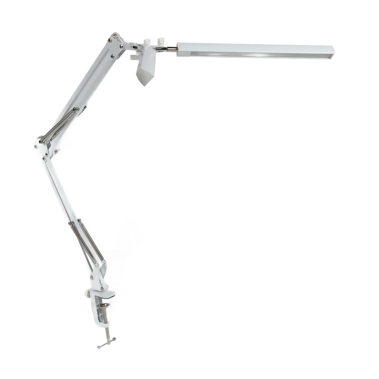 

2 в 1 настольная лампа с зажимом, складная, 24 Вт, 10 уровней яркости, 3 цвета, плавная регулировка яркости, качающаяся US PLUG белый