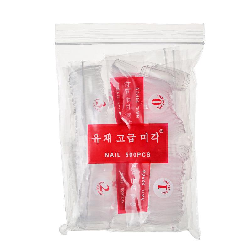 Nail Art Clear Full & Half Cover Tips, French Style, Korean Standard, 500 Pieces