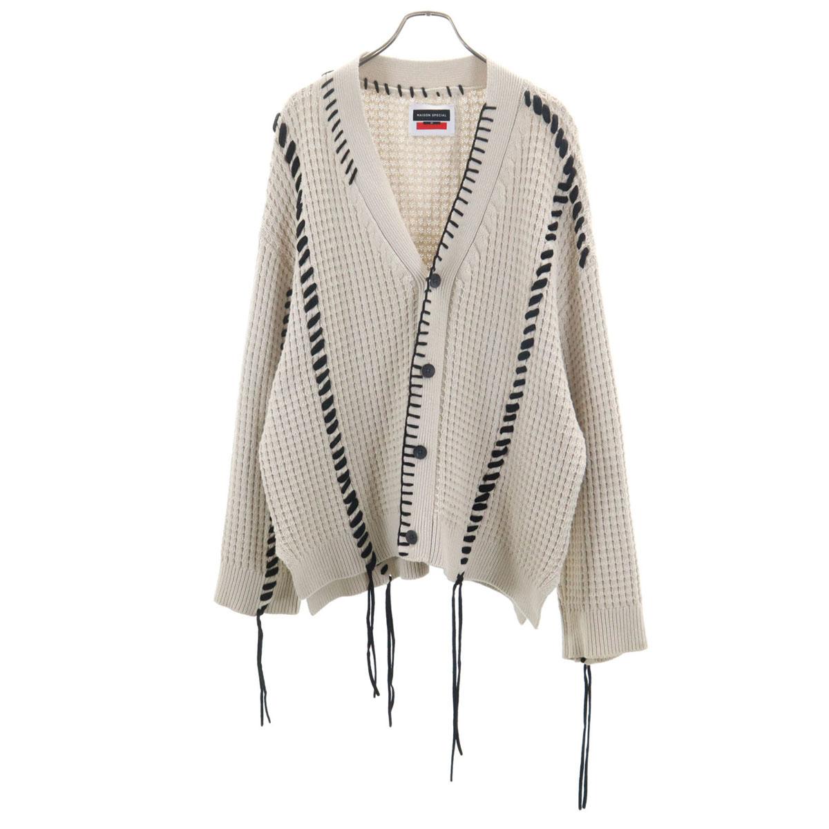 

MAISON SPECIAL Кардиган из вафельного трикотажа Oni с длинным рукавом и декоративной строчкой 1 бежевый Мужской Б/У