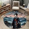 Rustic Round Sun Multicolor Rug Pad, Non-Slip Floor Mat for Dining Room