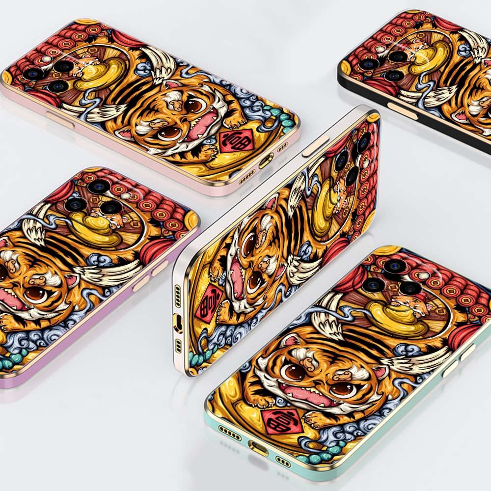 

N32 Год Дракона с золотым покрытием и краями, мягкий чехол из ТПУ для телефона Samsung S23 A14 A34 A54 Huawei Honor 90, противоударная задняя крышка