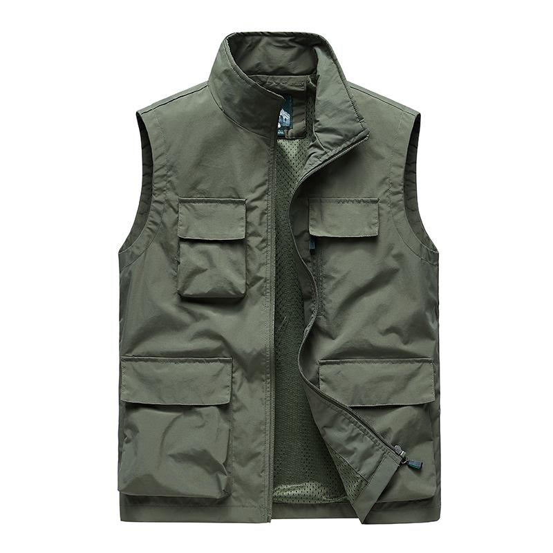 Gilet da pesca casual da uomo multi-tasche per primavera e autunno, per esterni, per mezza età e anziani