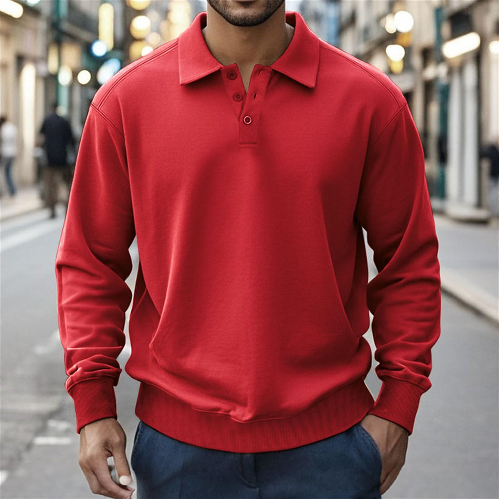 

Мужская рубашка для спорта на открытом воздухе весна-осень с длинным рукавом для официальных свиданий PO LO, мужской облегающий топ с лацканами для фитнеса XL красный