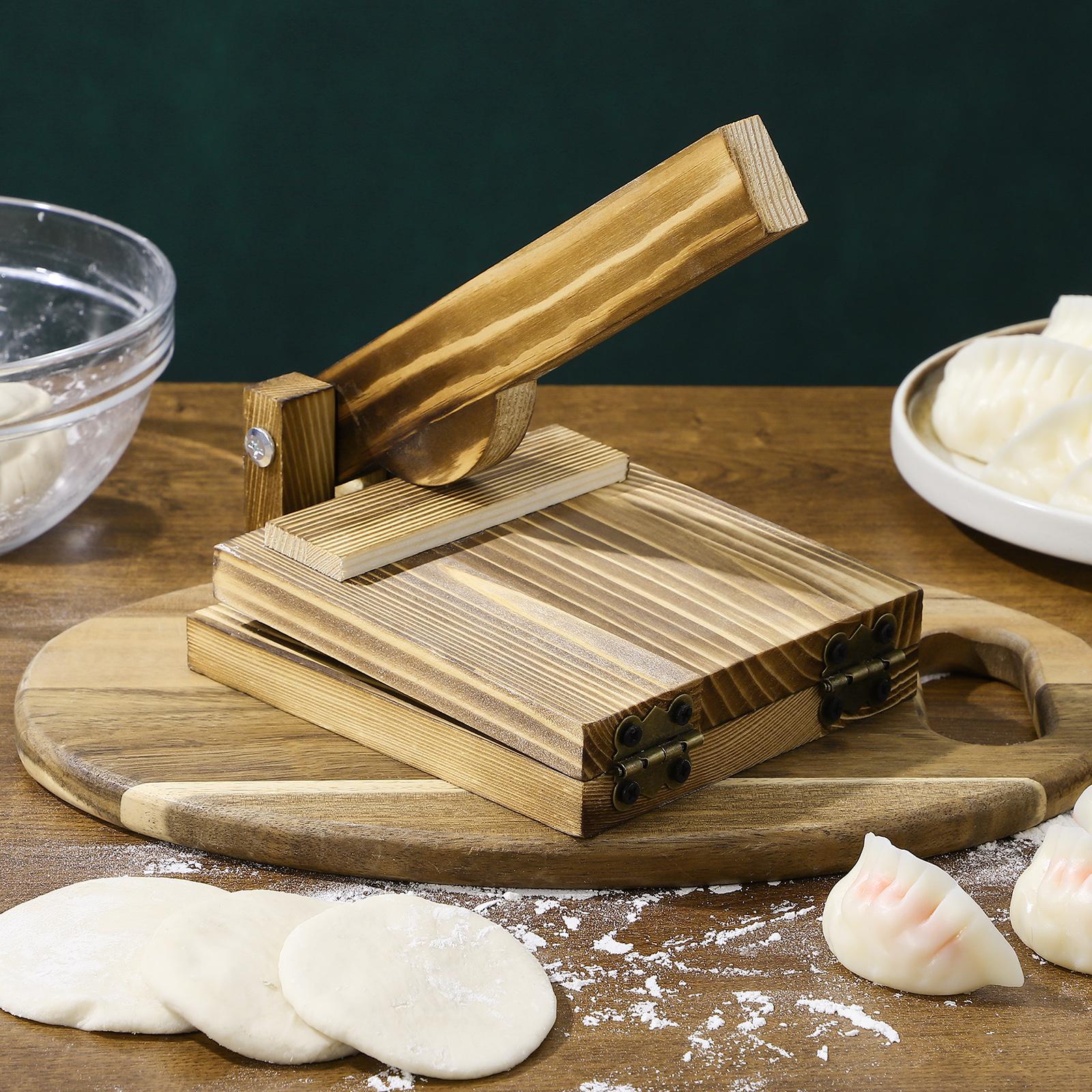 1 Pc Creative Wooden Dough Presser Simple Dumpling Wrapper Mold Ergonomic Handle Easy Clean Kitchen Gadget wooden dough presser