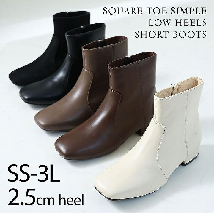 Vivian Women's Short Low Heel Boots, V1581AW, Black Suede, Size 3L (25.5-26.0)