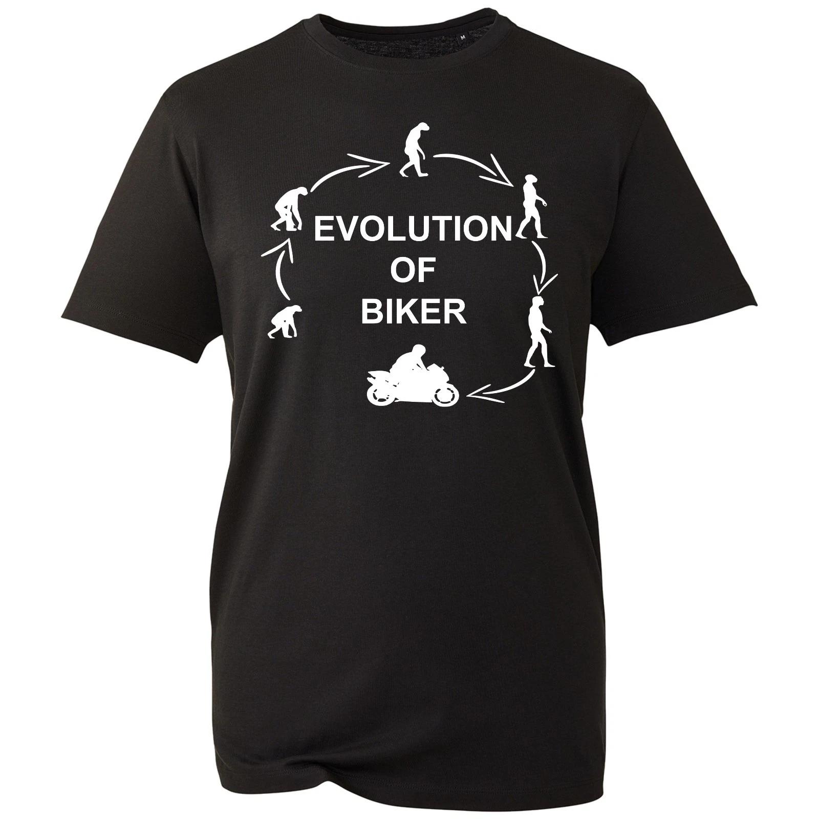 Evolution Of Biker Mens T-Shirt, Motorcycle Racing Superbike Rider Gift Tee L