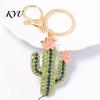 Decorative Car Key Ring Bling Rhinestone Cactus Keychain, Pink Flower Metal Pendant Keyring Pendant, Handbags Backpacks Purse Charm Accessory Keys