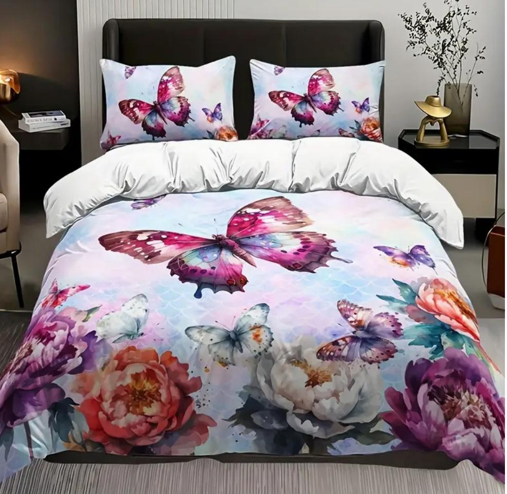 

Трехпредметный пододеяльник с цифровой печатью «Бабочки» Постельное белье Домашний текстиль 70 * 133