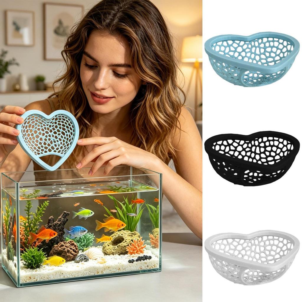 Aquarium Floating Cave Heart Shape Fish Shrimp Hideout Shelter Hammock Feeding Ring Resting Spot for Betta Small Aquatic Pets