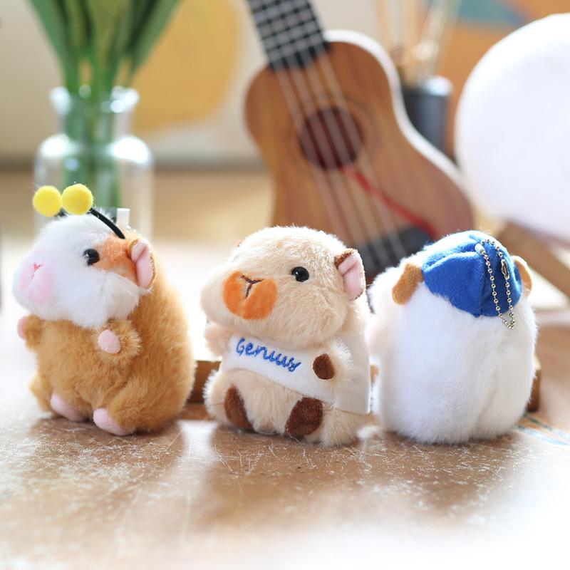 Chaveiro de Pelúcia Hamster de Desenho Animado Fofo Boneco de Animal de Pelúcia Chaveiro Porta-Chaves Chaveiro Pendente de Bolsa Decoração Pendente de Mochila Presentes