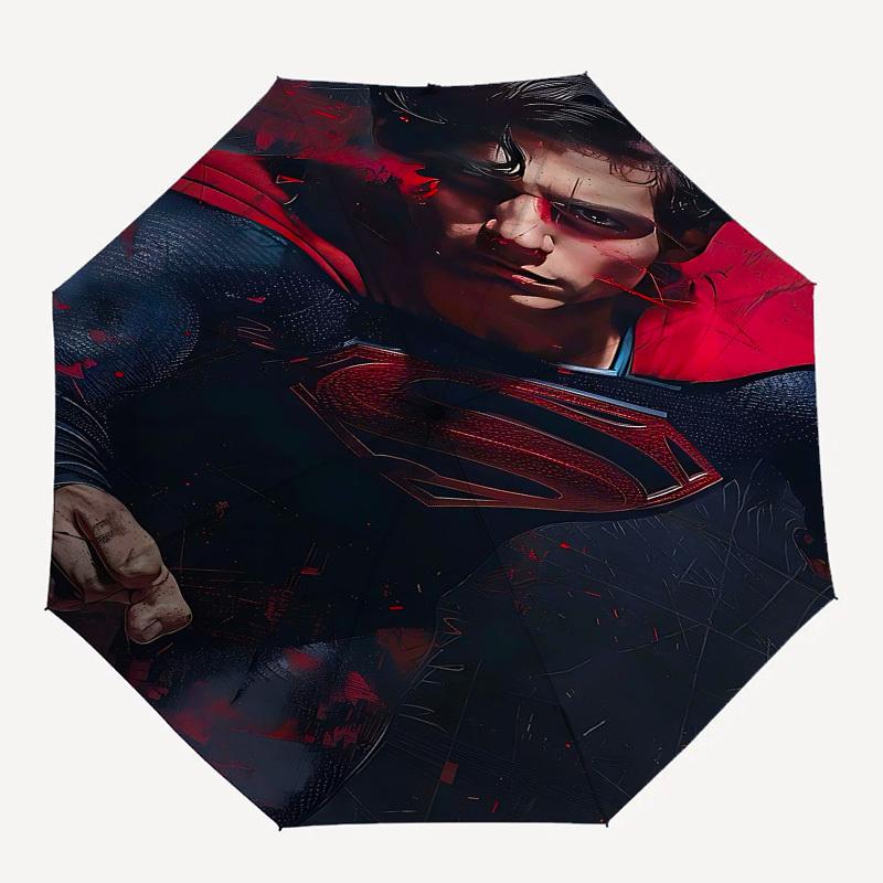 

1pc Superman Cityscape Automatic Folding Umbrella - Compact 8-Rib Design, Durable Plastic & Iron1459L