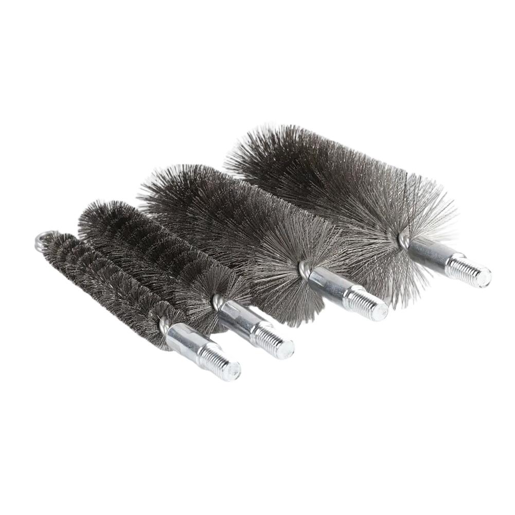Chimney Brush Set 0.3mm Steel Wire Bristles for Furnace Pipe Cleaning Includes 3/5/8cm and 3/5/8/10cm Variants