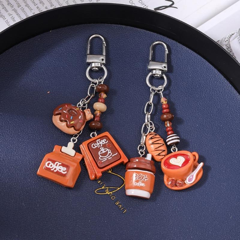 Fashionable Keychain With Simulated Bread Coffee Lovely Designs For Gifts Personalization Use