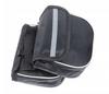Two-compartment bicycle frame bag with reflector