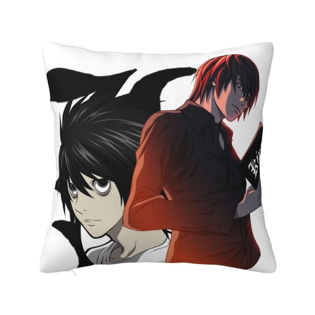 Death Note Manga Square Pillow Cases Anime Light Yagami Cushion Covers Zippered Decorative Pillowcase for Living Room 45x45cm