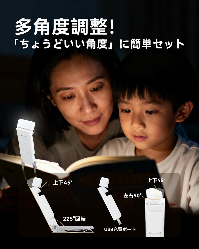 COPPOR LED Reading Light, USB Rechargeable, 5 Dimmable Levels, 3 Color Temperature Settings, Clip-on, Flicker-Free, Eye-Friendly, for Nighttime