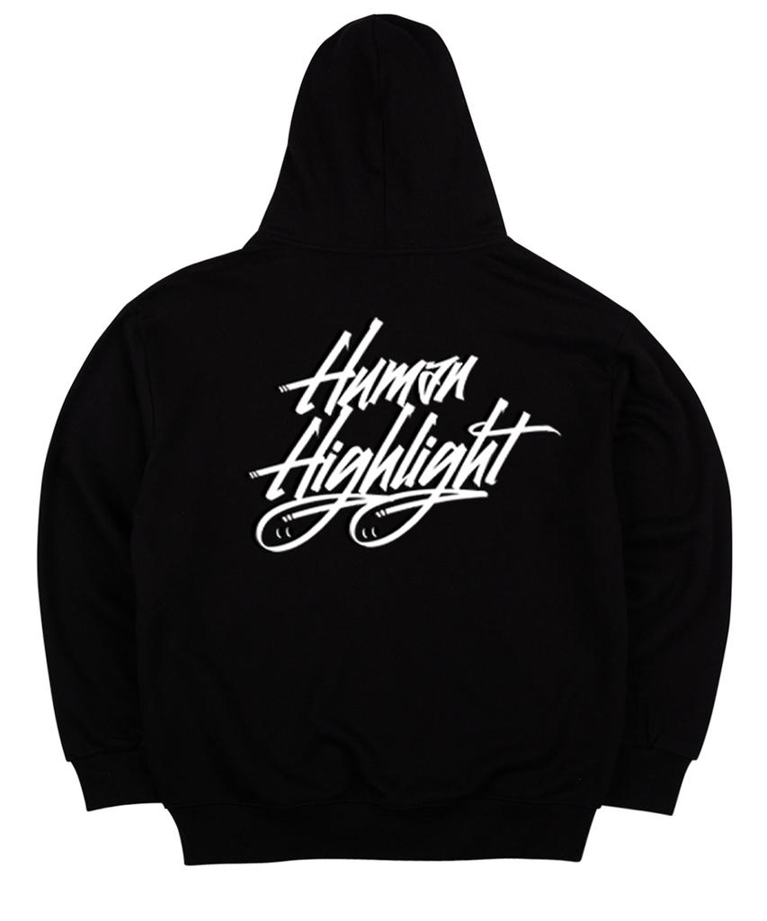 Cream Soda Lab Human Highlight Logo Zip-Up Hoodie Black White